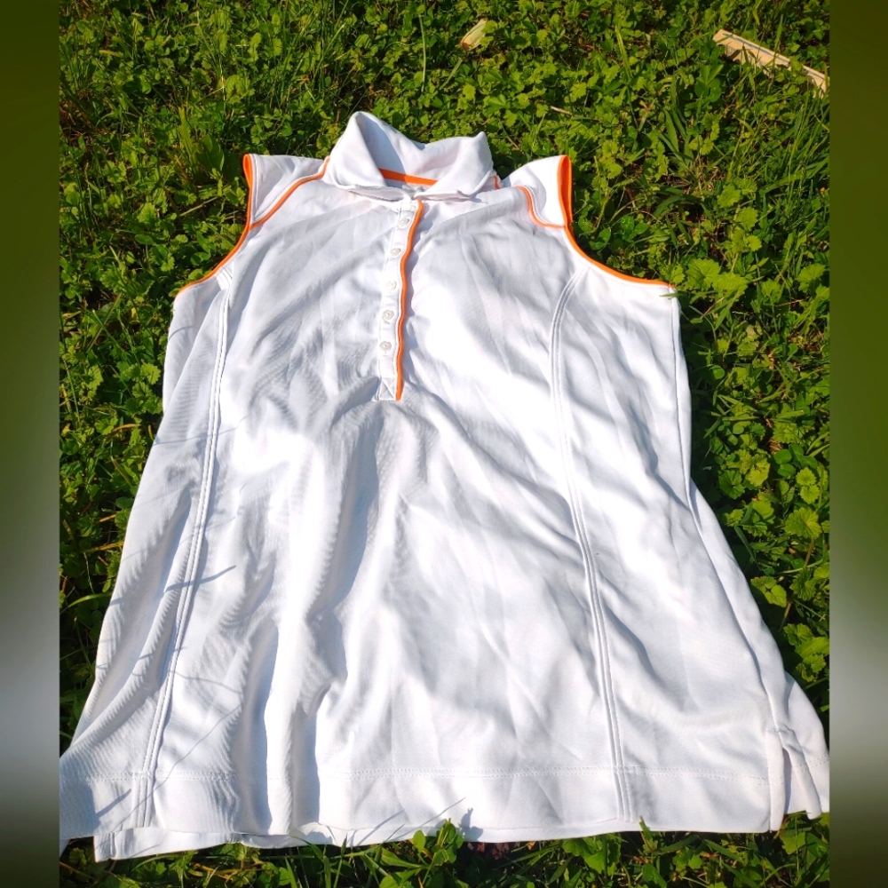 SLAZENGER Sleeveless polo shirt size L WHITE AND ORANGE